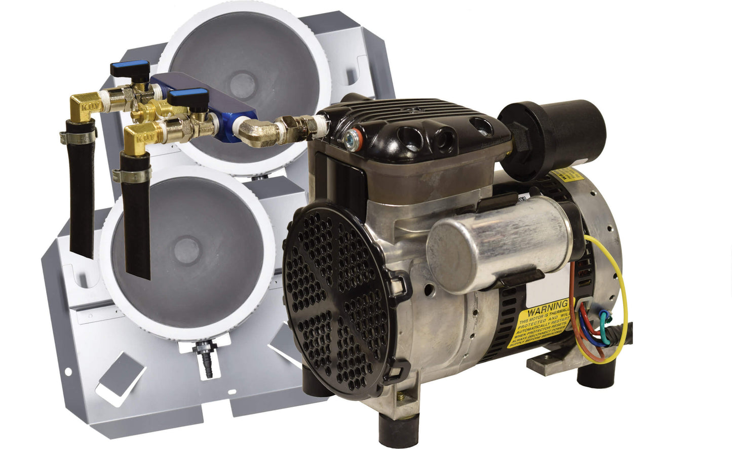 PA34-2 Rocking Piston Pond Aeration System – 1/4 HP Kit with Two Single Diffusers and NO Tubing
