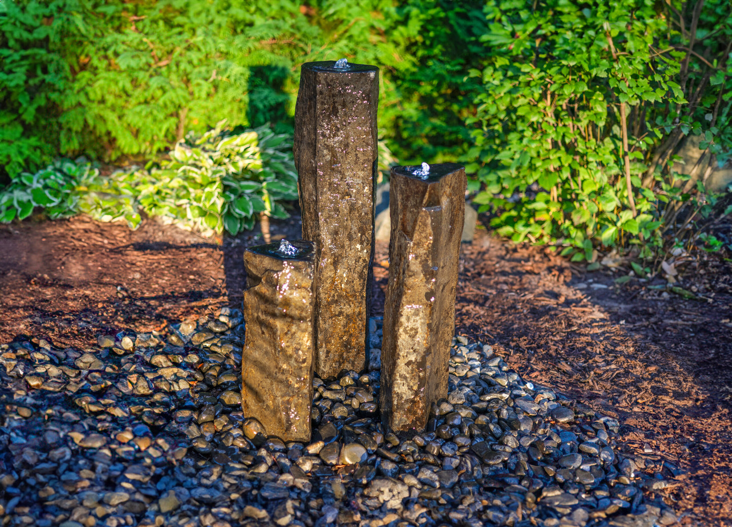 HBR3CSL Tranquil Décor Tall Polished Top Real Basalt Three Pack Complete Kit- 20", 27", 35"