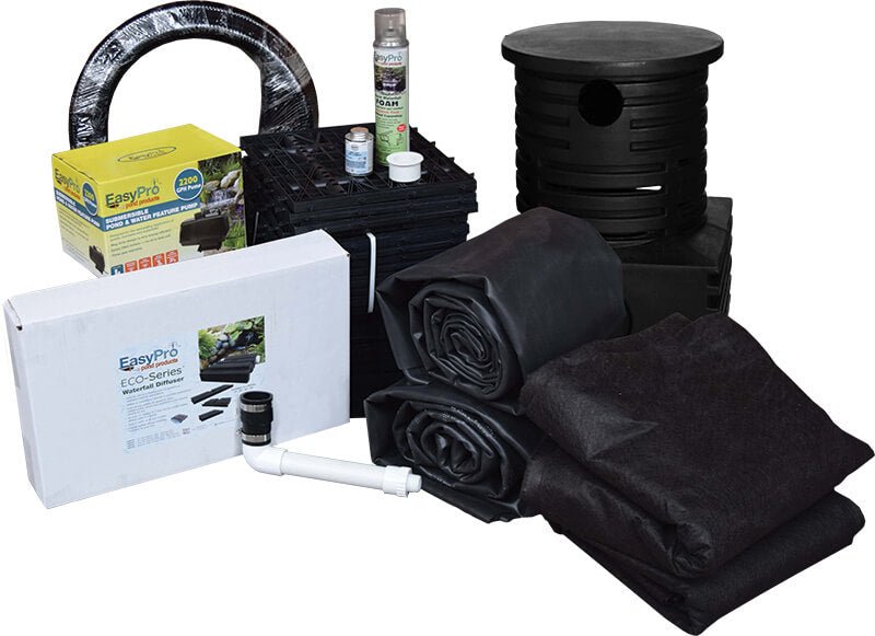 JAF8W Pro-Series™ Just-A-Falls™ Kit – 23″ Spillway (8′ Stream) With PRO-Blox™ & Waterfall Diffuser
