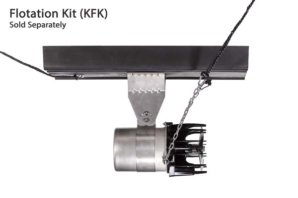Kasco AquatiClear Water Circulator shown with KFK flotation kit for floating installation in docks, marinas and shoreline areas