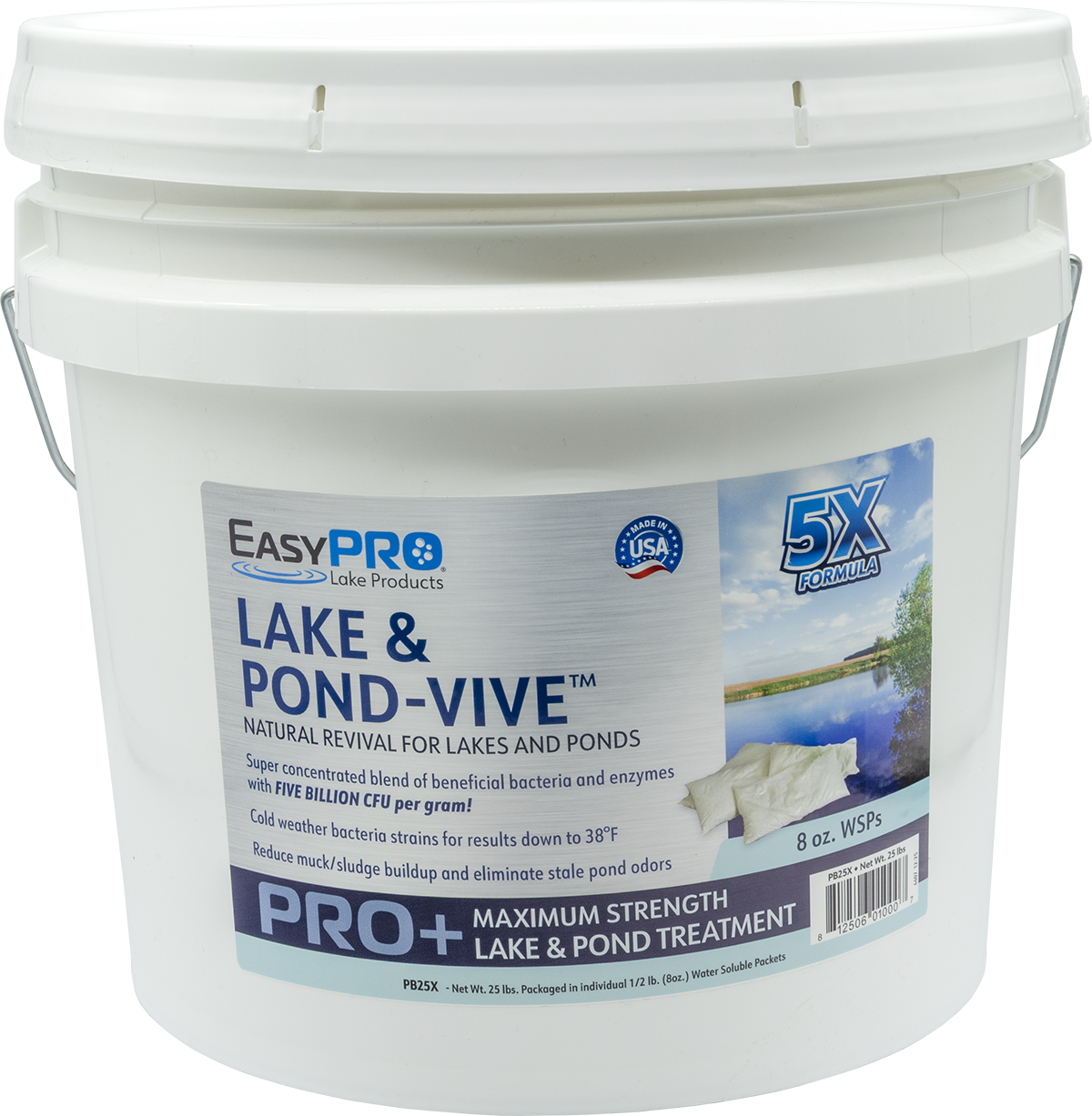 PB25X Lake & Pond-Vive™ Bacteria – 25lb pail – 50ct. 8oz Water Soluble Packs