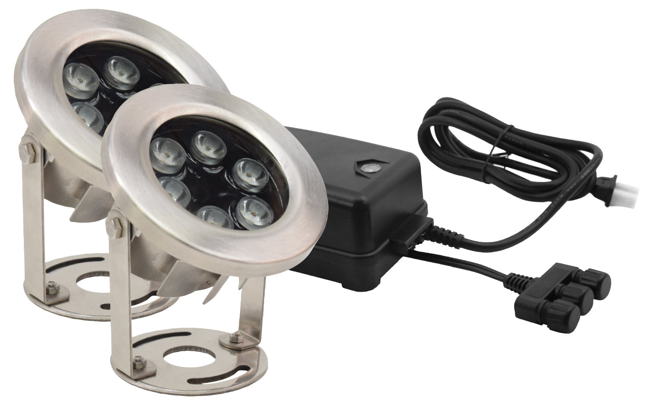 LED9WWK Two 9 Watt Stainless Steel Underwater LED Light Kit