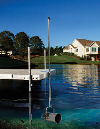 Scott Aerator AquaSweep Muck Blaster water circulator mounted to a dock to move muck, algae and debris near a shoreline