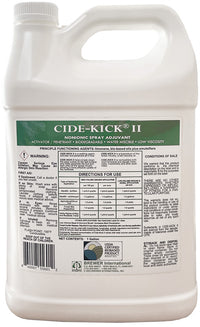 A 1-gallon white plastic jug of Cide-Kick II Nonionic Spray Adjuvant with a green and black label, showing the Brewer International logo.