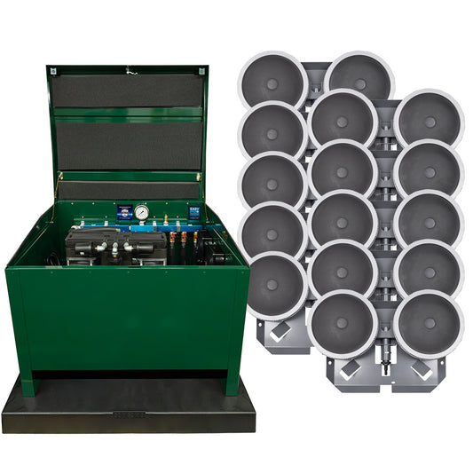DCS210HP High Pressure Aeration System –Contains Stratus™ SRC 2 hp Compressor with Sound Shield™, Deluxe 28" Cabinet, and Ten QS2 Diffusers