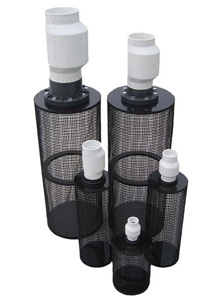 EasyPro PIF4 centrifugal pump intake filters with white fittings on white background