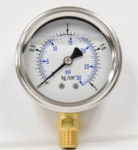 G30L 0-30 PSI liquid filled gauge 1/4" npt