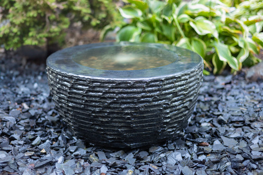 HBO24K – Tranquil Décor Infinity Bowl Basalt Fountain Complete Kit – 24″