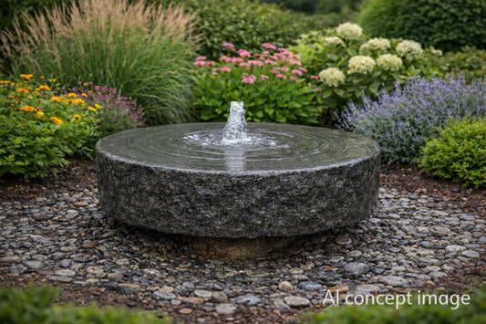 HMI36 – Tranquil Décor Millstone Pedestal Granite Fountain - Stones Only