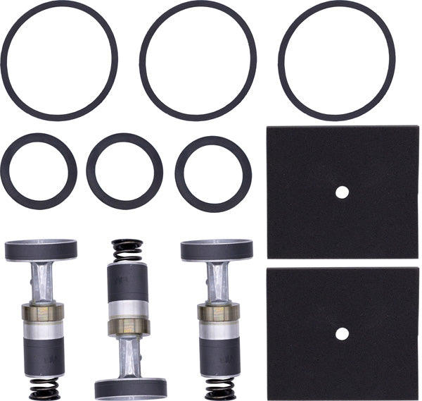 ML120RK linear piston compressor repair kit with replacement pistons, seals, gaskets and filter pads for Medo ML120 compressors