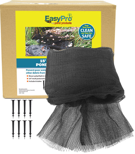 NP1515 3/4" / 15′ X 15′ Prepackaged Premium Pond Cover Netting, Includes 8 Stakes