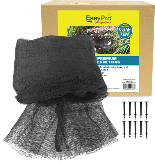 NP2030 3/4" / 20′ X 30′ Prepackaged Premium Pond Cover Netting, Includes 10 Stakes