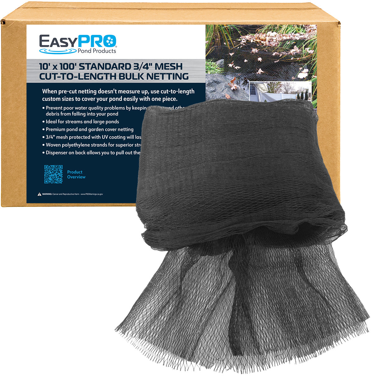 NR101 3/4" / 10′ X 100′ Boxed Premium Pond Cover Netting
