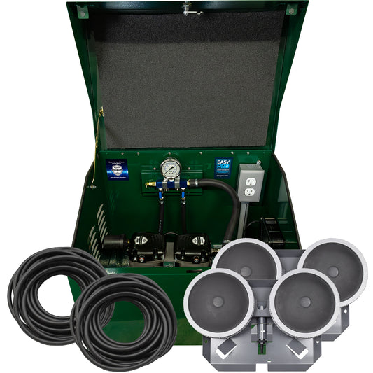 PA65D Sentinel Deluxe Aeration System for Ponds up to 2 Acres – Complete System Contains Stratus™ SRC 1/2hp Compressor with Sound Shield™, Deluxe 22" Cabinet, Two QS2 Diffusers and QuickSink Tubing