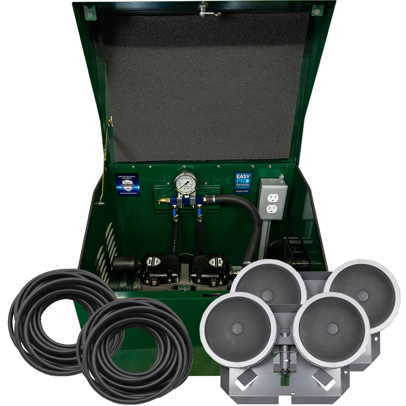PA65D Sentinel Deluxe Aeration System for Ponds up to 2 Acres – Complete System Contains Stratus™ SRC 1/2hp Compressor with Sound Shield™, Deluxe 22