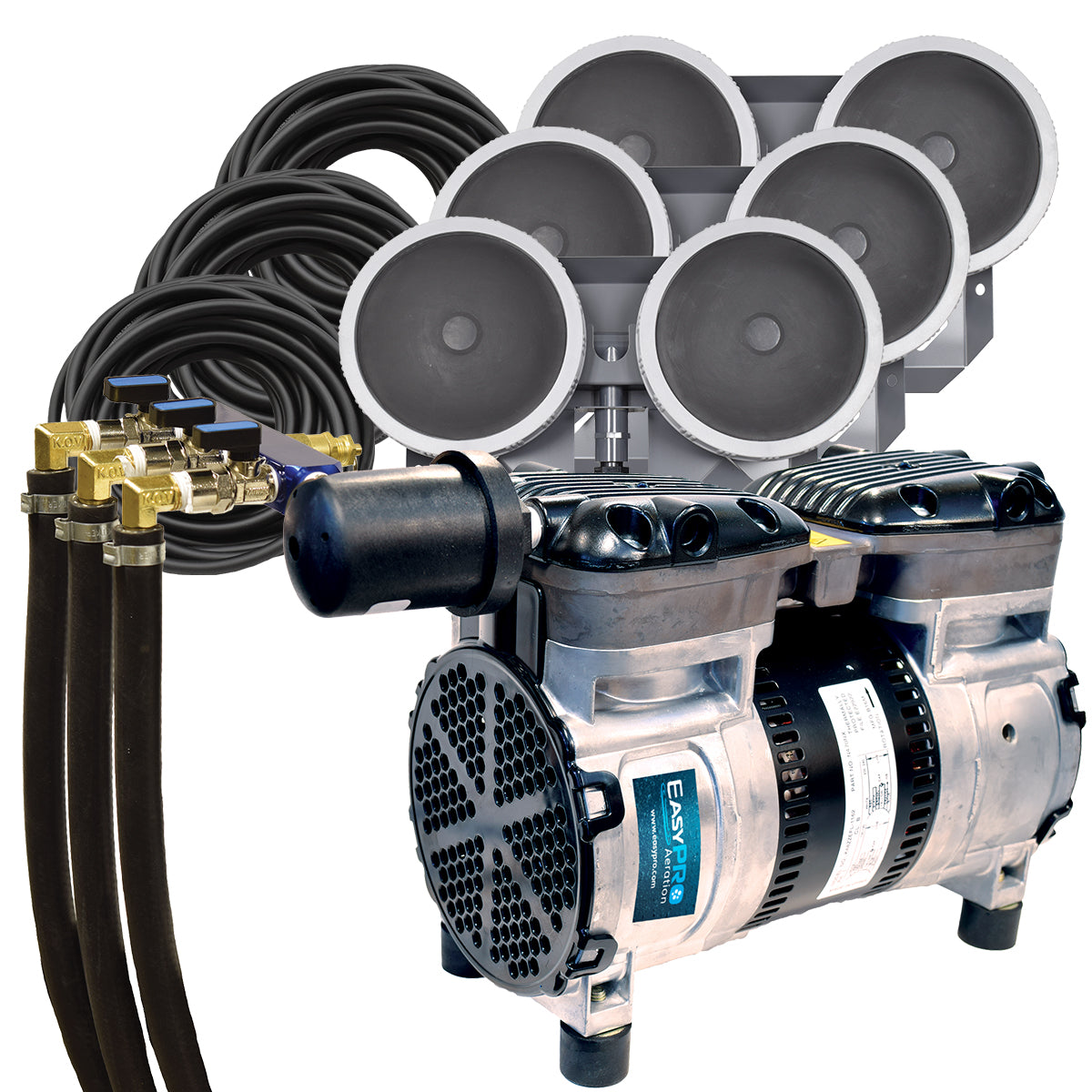 PA66W Rocking Piston Pond Aeration System- 1/2 HP Kit with Quick Sink Tubing