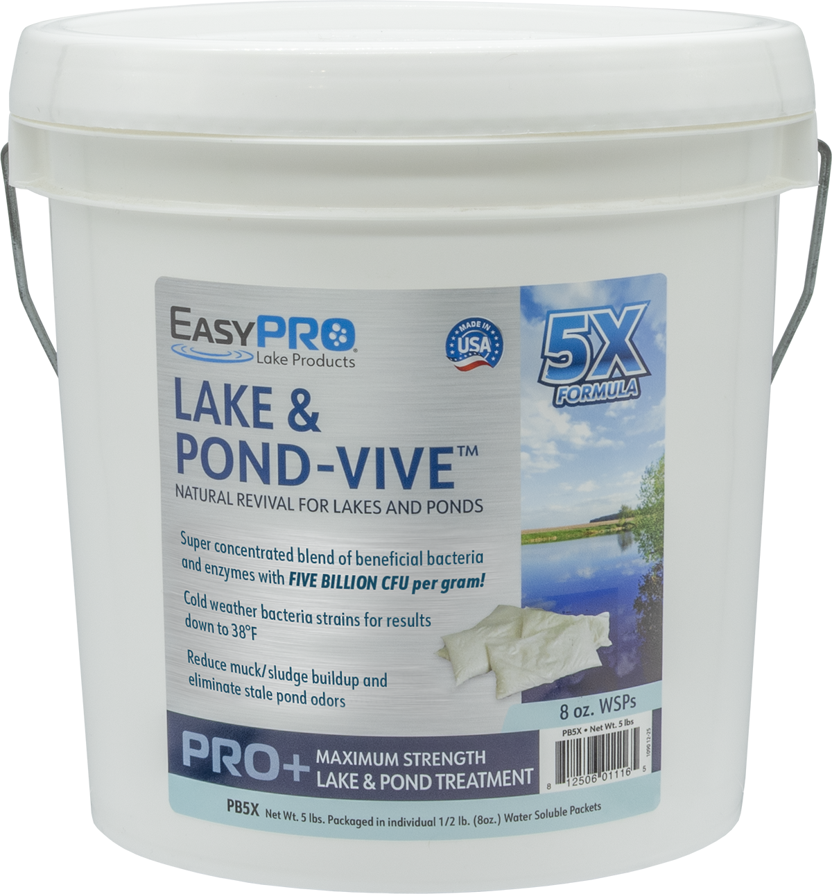 PB5X Lake & Pond-Vive™ Bacteria – 5 lb pail – 10ct. 8oz Water Soluble Packs