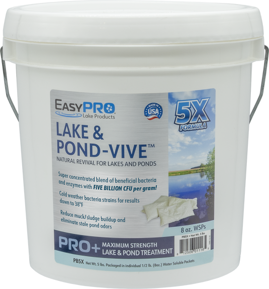 PB5X Lake & Pond-Vive™ Bacteria – 5 lb pail – 10ct. 8oz Water Soluble Packs