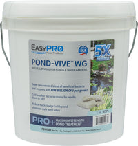 White bucket of EasyPro Pond-Vive WG beneficial bacteria for pond and water garden treatment with label on a white background