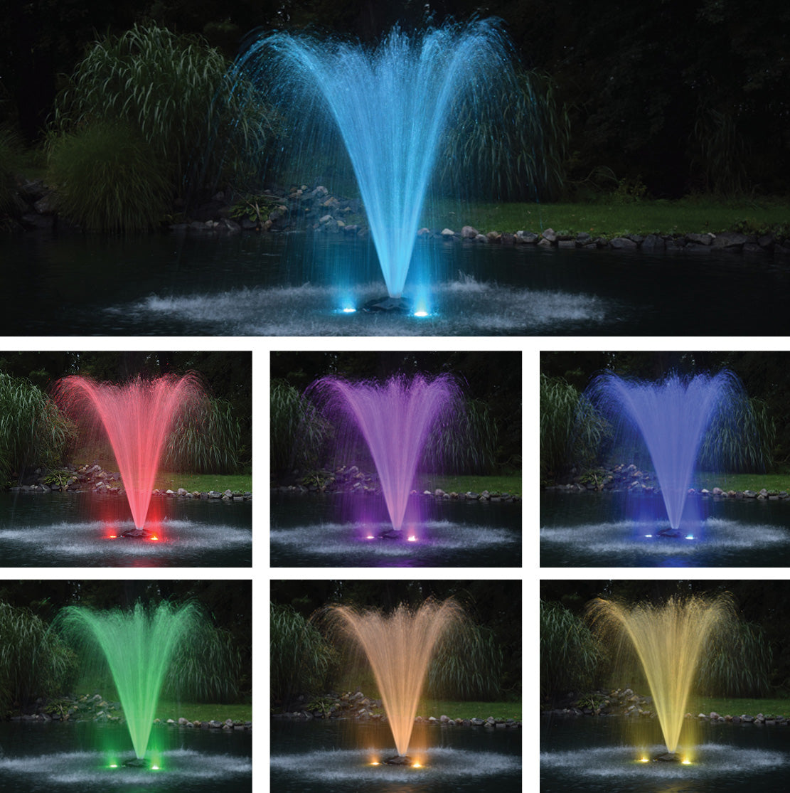 RGB2-150 AquaShine Two Light Color Changing LED Fountain Light Kits – 150′ cord