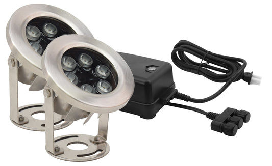 LED9WWK Two 9 Watt Stainless Steel Underwater LED Light Kit