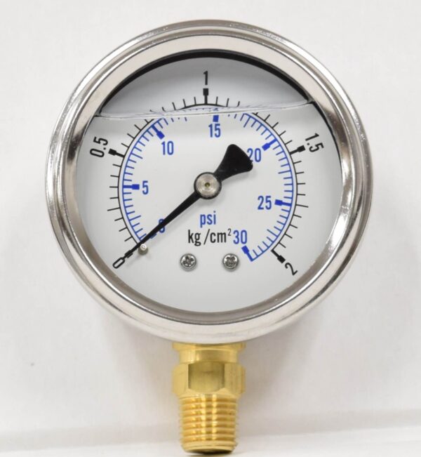 G30L 0-30 PSI liquid filled gauge 1/4" npt
