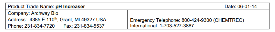 MATERIAL SAFETY DATA SHEETpH Increaser